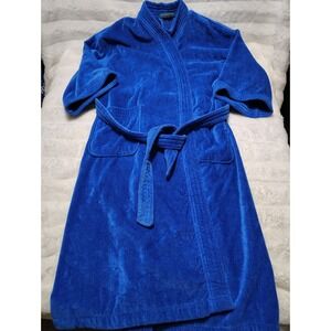 Claybrooke Menswear One Size Blue Robe Belted 100% Cotton Pockets